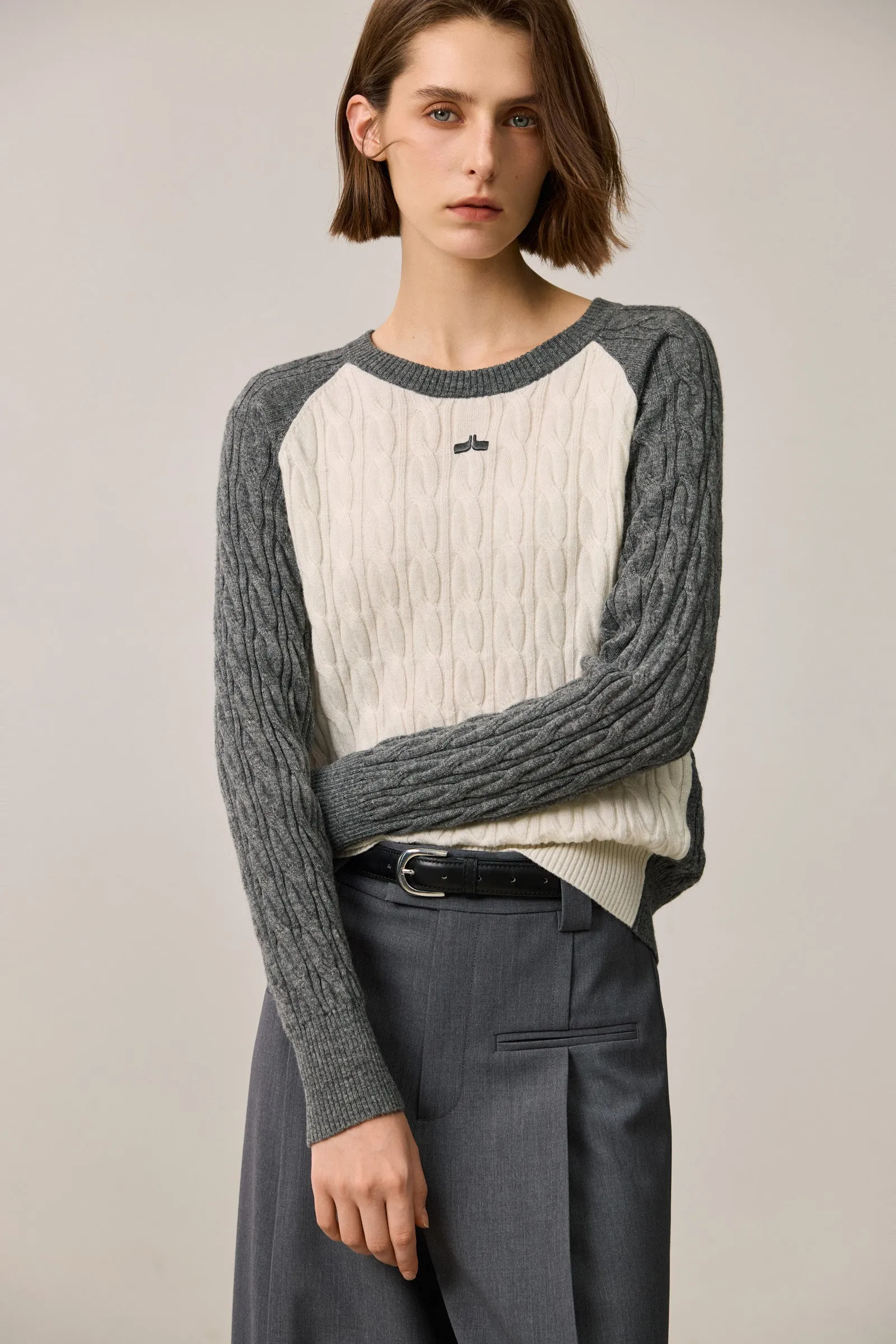 LILY Textured Lambswool Raglan Sweater