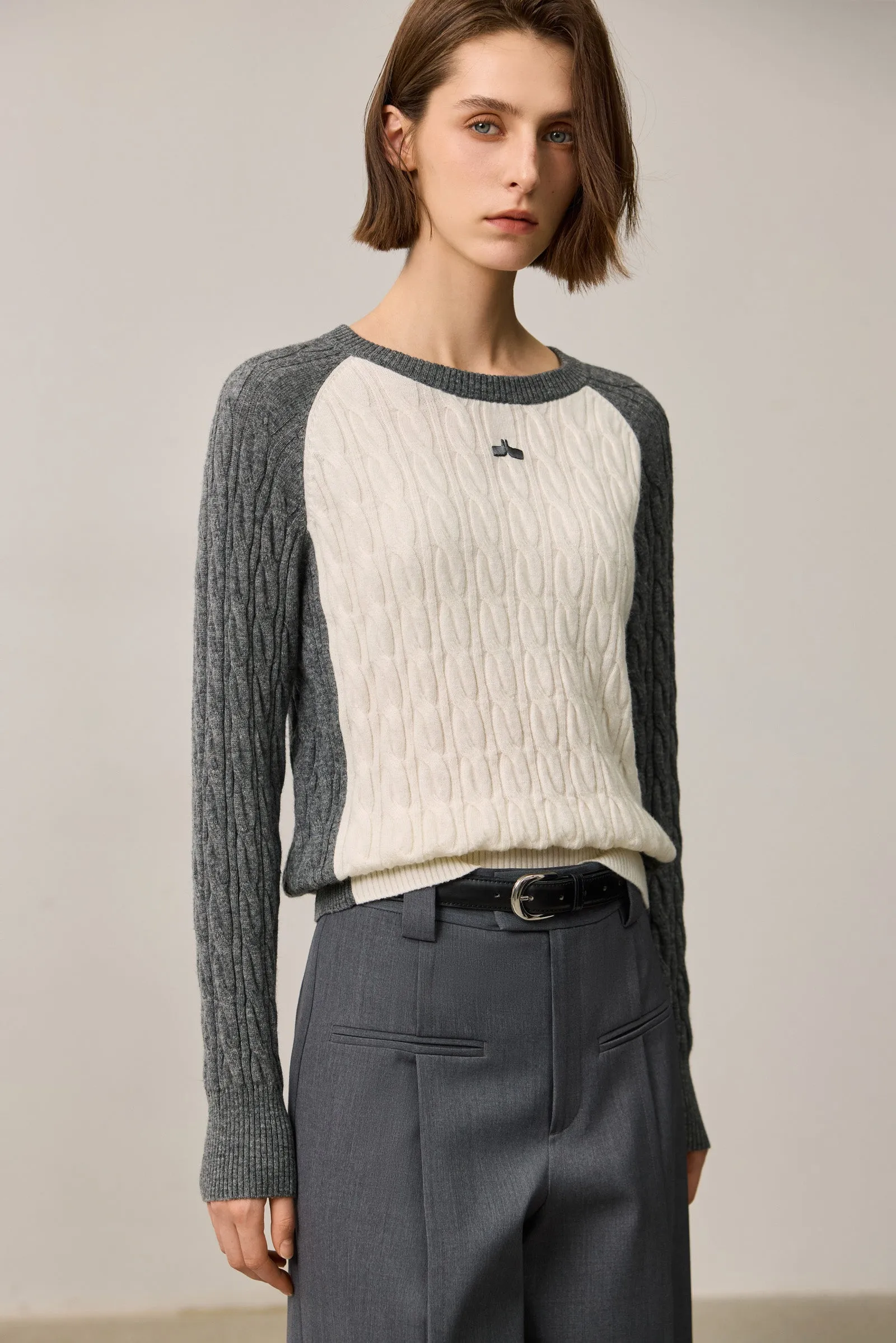 LILY Textured Lambswool Raglan Sweater