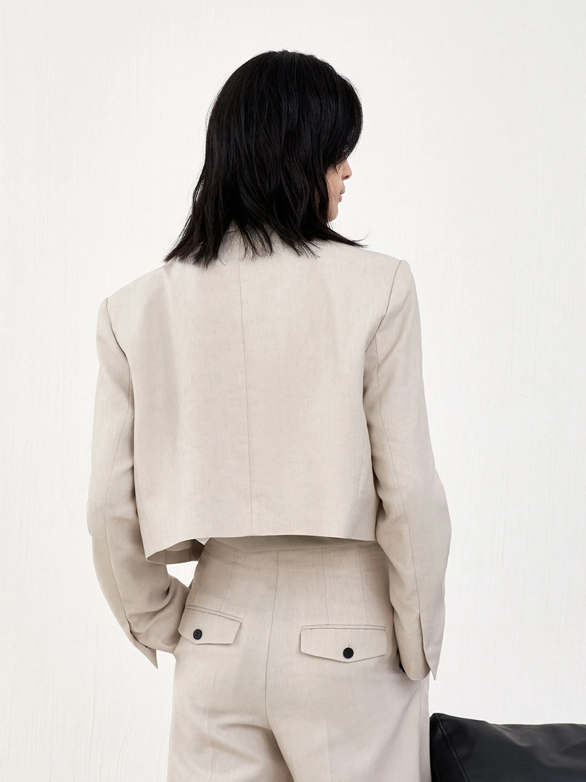 Linen Blend Structured Blazer