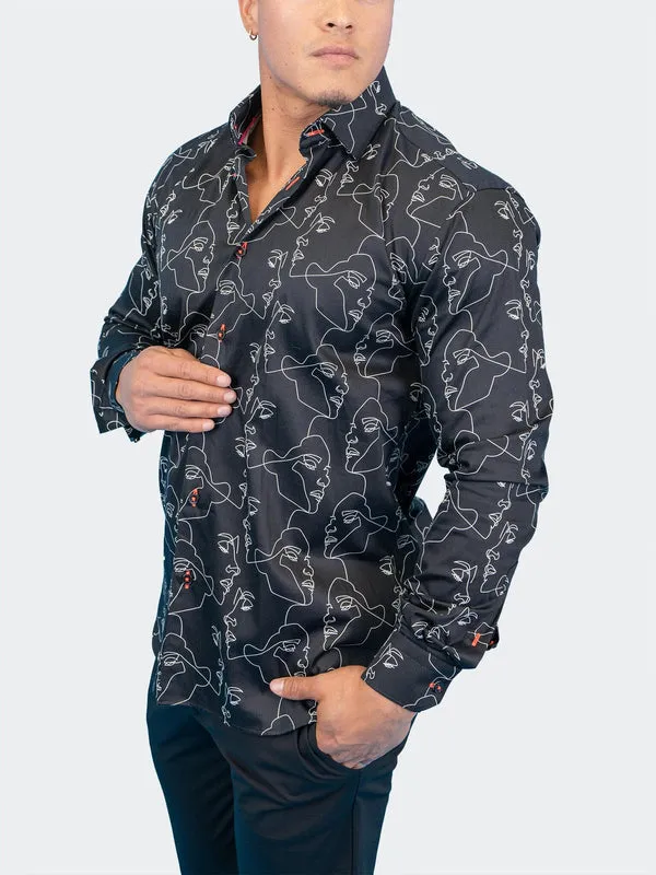 Maceoo Stretch Shirt | Fibonacci Retro Look BLK