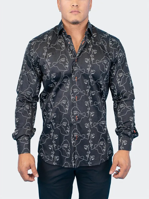 Maceoo Stretch Shirt | Fibonacci Retro Look BLK