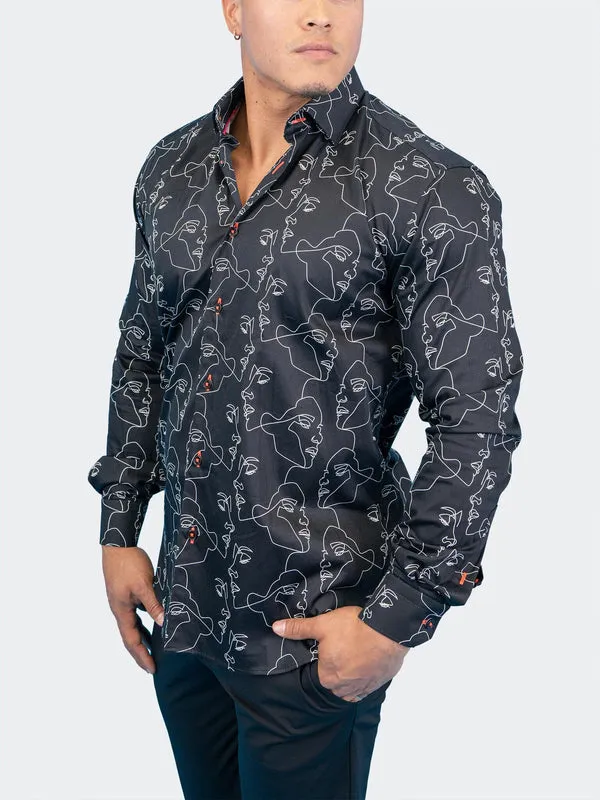 Maceoo Stretch Shirt | Fibonacci Retro Look BLK