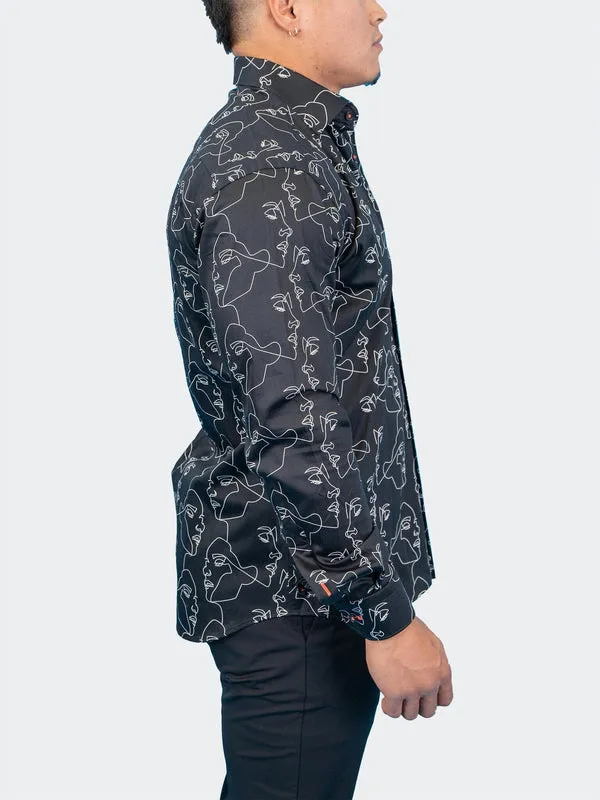 Maceoo Stretch Shirt | Fibonacci Retro Look BLK