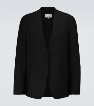 Maison Margiela collarless wool blazer, black