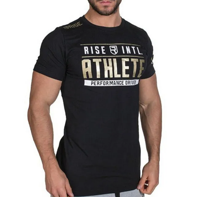 Mens Brand gyms t shirt Fitness Bodybuilding Crossfit Slim fit Cotton Shirts Short Sleeve workout Men fashion Tees Tops clothing