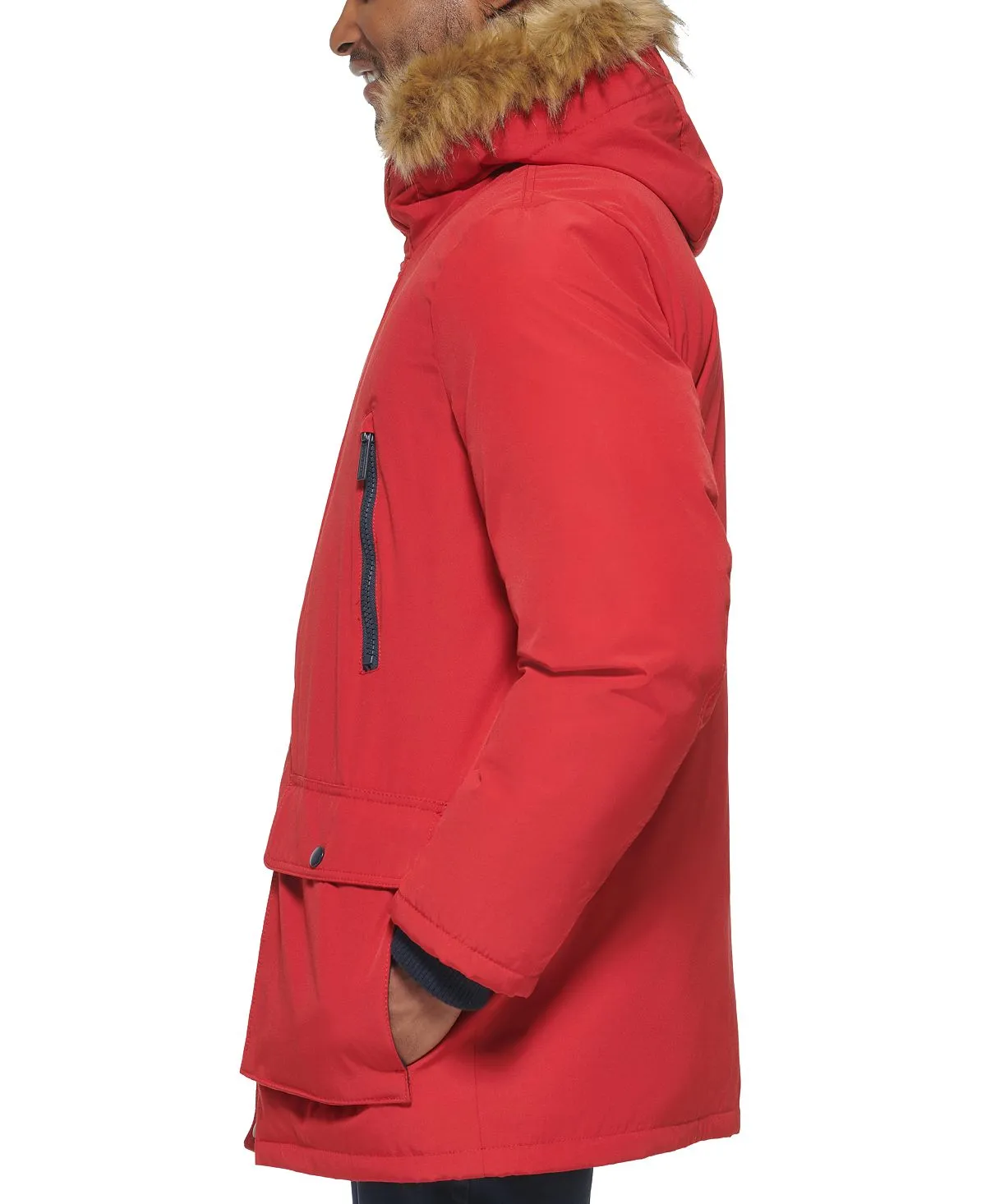 Men's parka with faux fur jacket on the hood created for Macy's Club Room, red