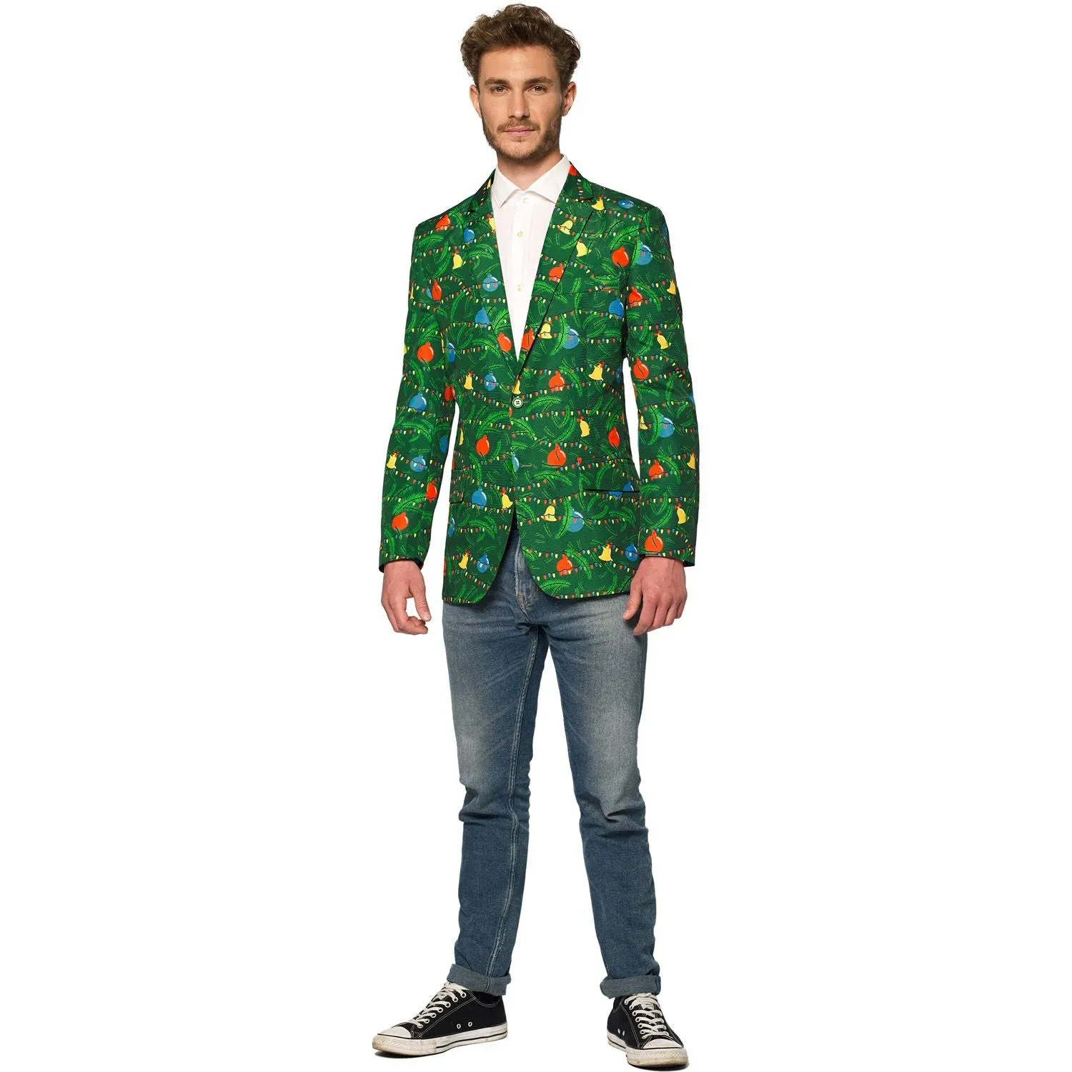 Men's Suitmeister Slim Fit Christmas Tree Light Up Suit green jacket