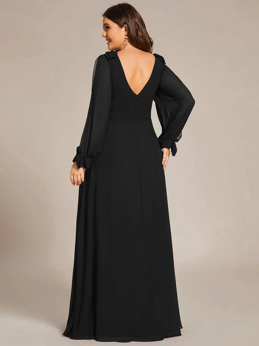 Open Lantern Sleeve A-Line Bridesmaid Dress