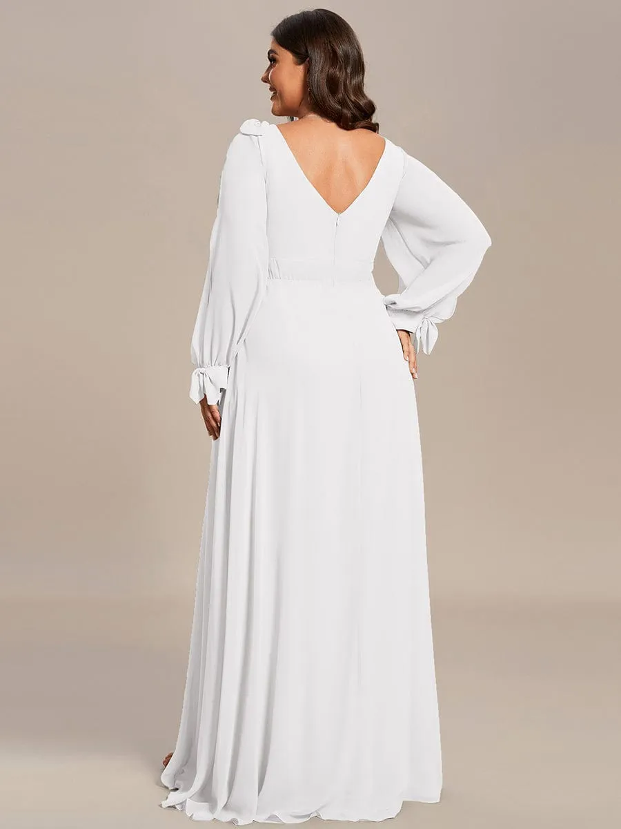 Open Lantern Sleeve A-Line Bridesmaid Dress