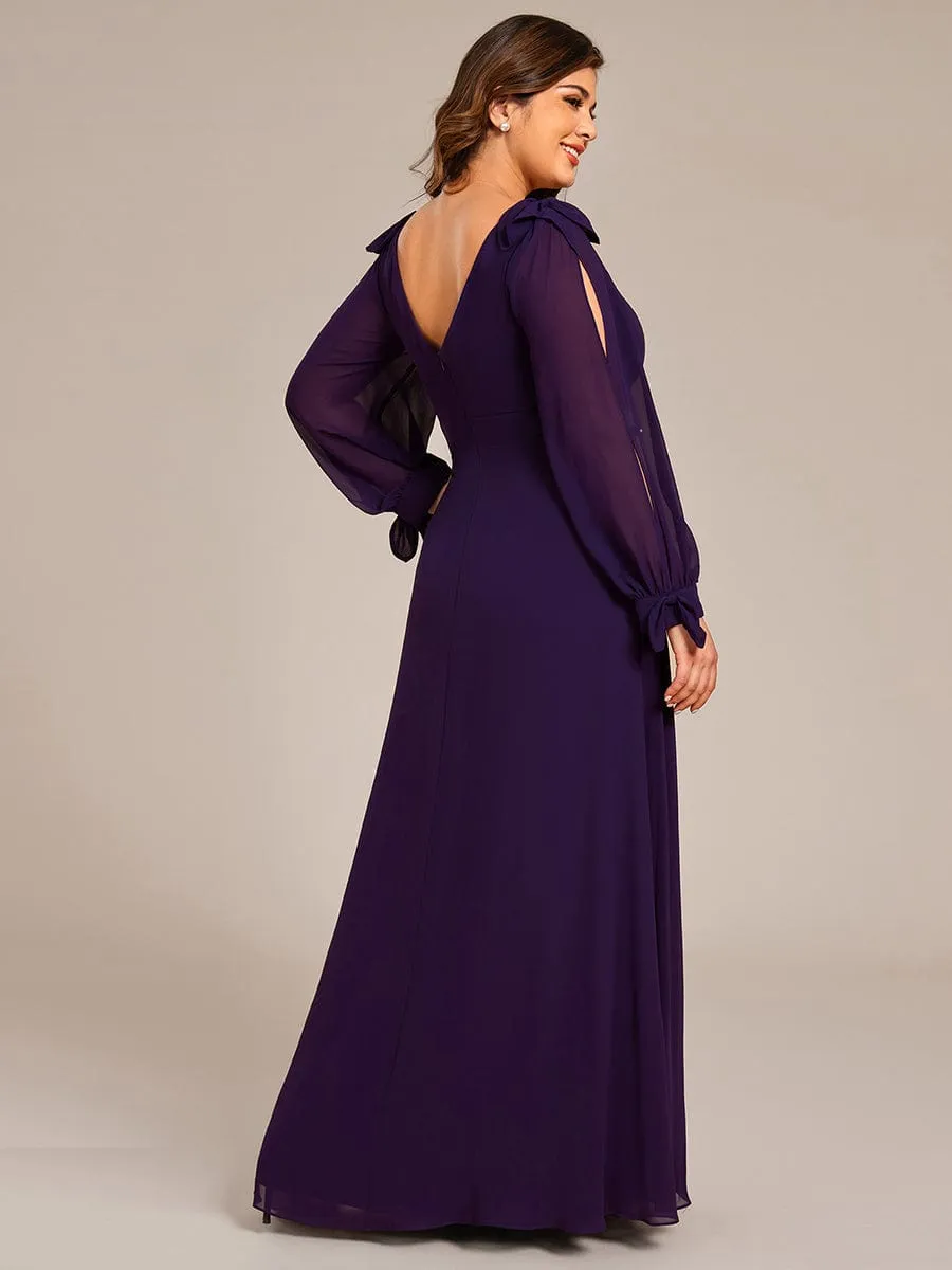 Open Lantern Sleeve A-Line Bridesmaid Dress