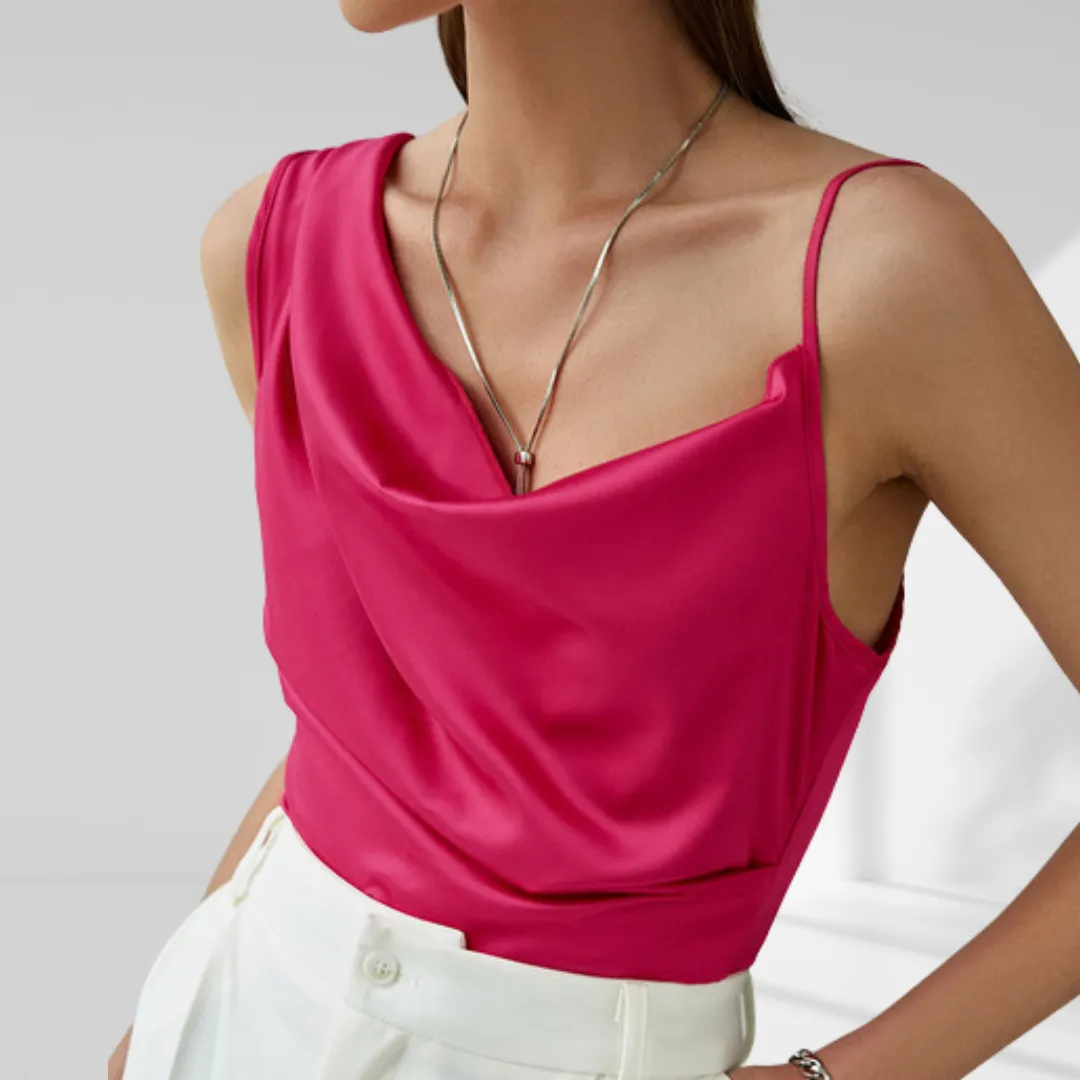 Pink Satin One Shoulder Cami Strap Top