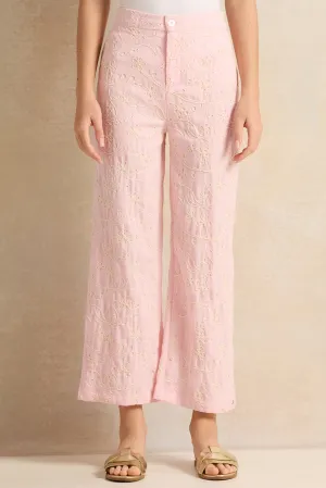 Senior Girls Pink Embroidered Pants