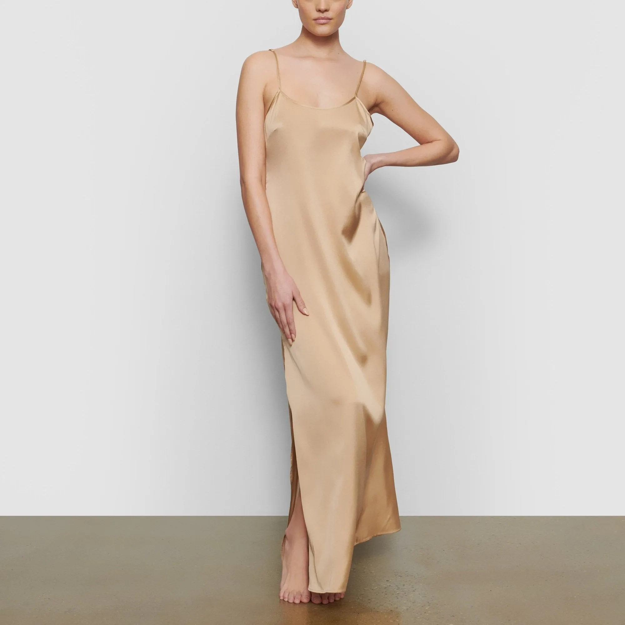 SILK LONG SLEEP SLIP | HONEY