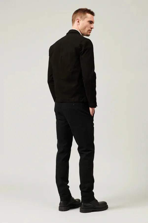 Stretch cotton and wool regular fit jacket - Black