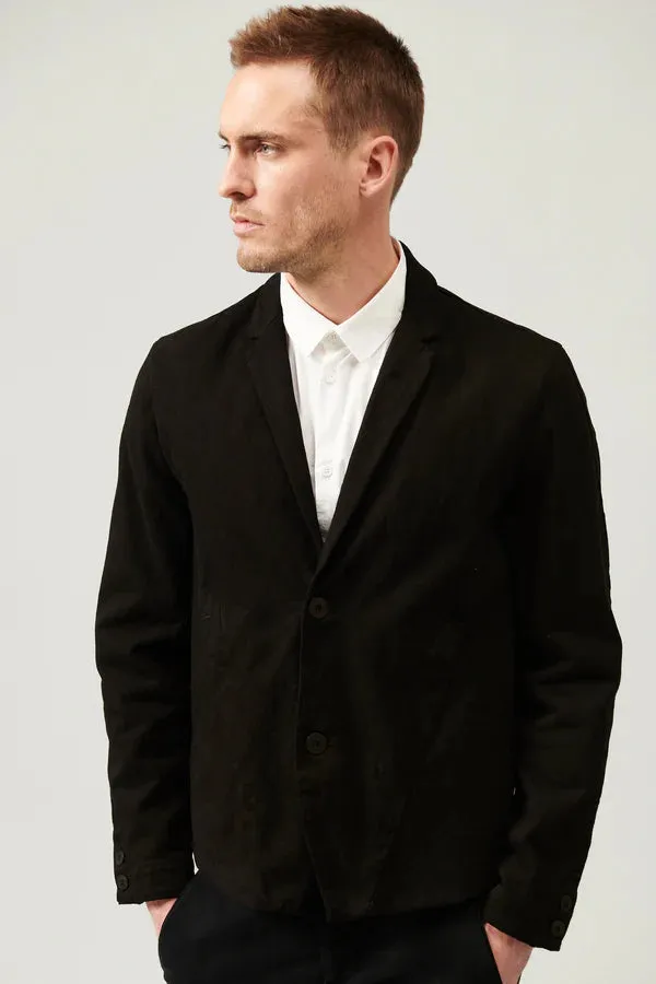 Stretch cotton and wool regular fit jacket - Black