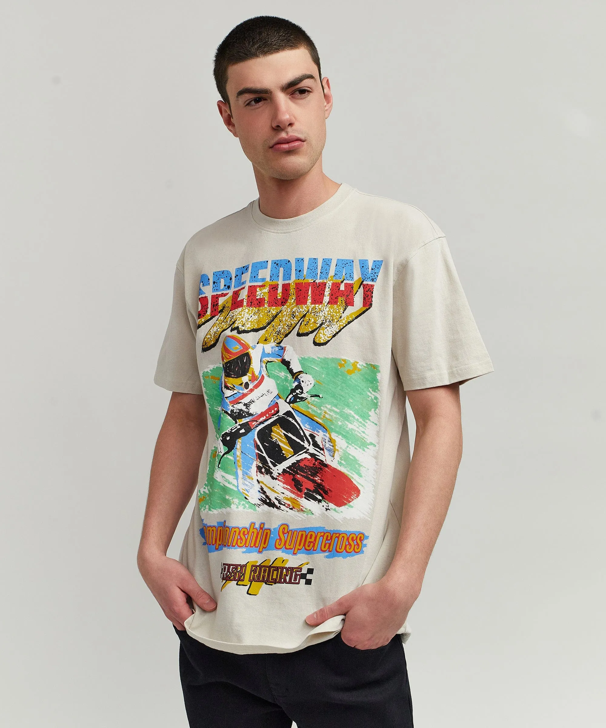 Supercross Short Sleeve Graphic Print Tee - Khaki