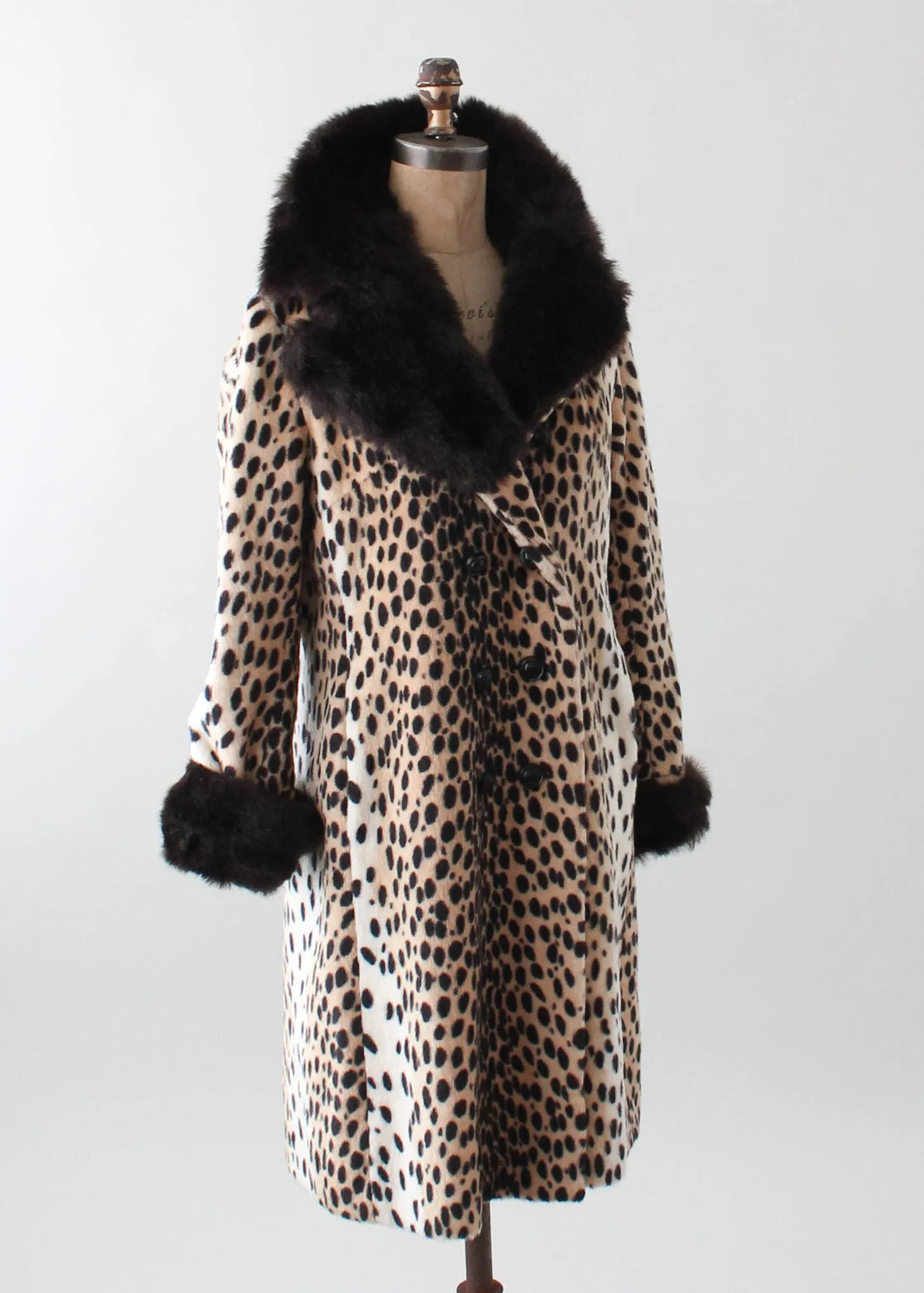 Vintage 1970s Leopard Print and Faux Fur Coat