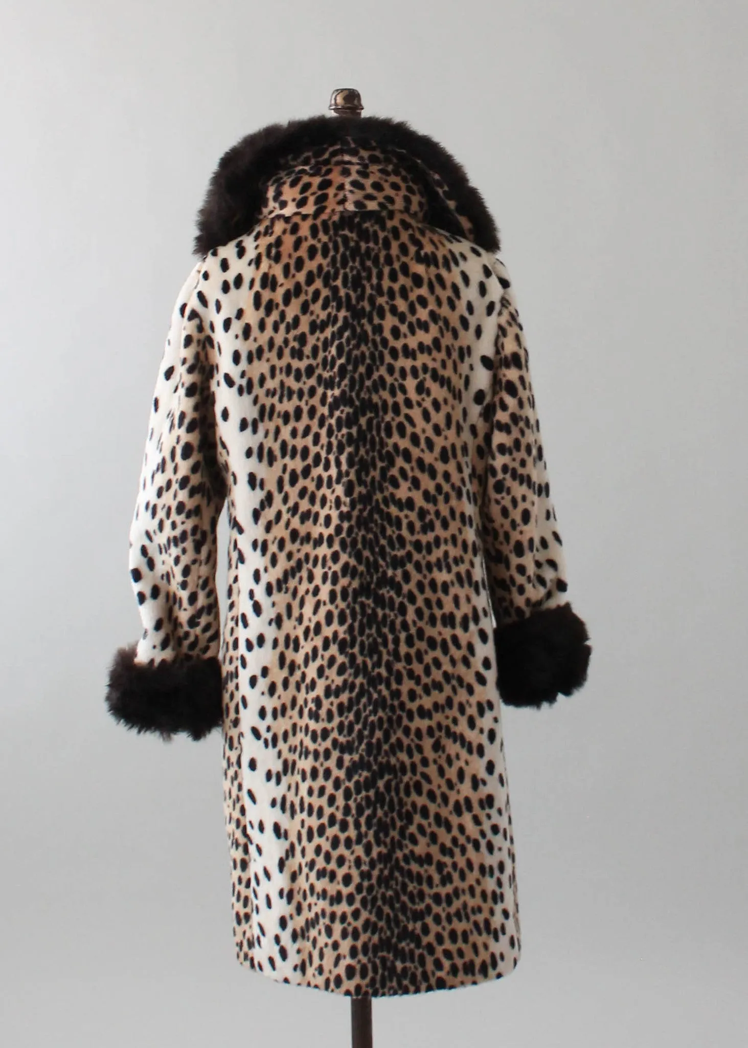 Vintage 1970s Leopard Print and Faux Fur Coat