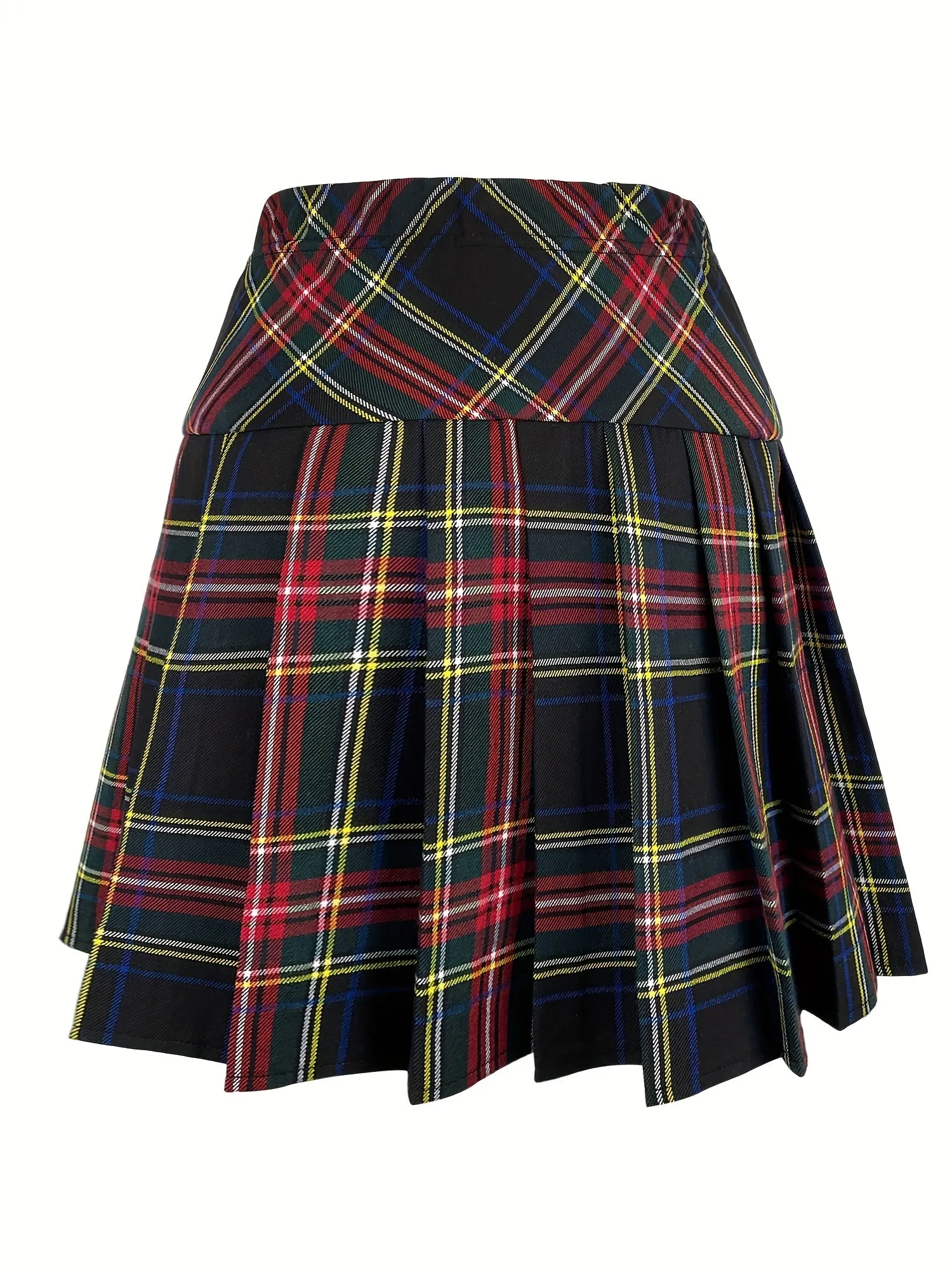 Vintage Preppy High Waist Pleated Skirt Womens Mini Fashion