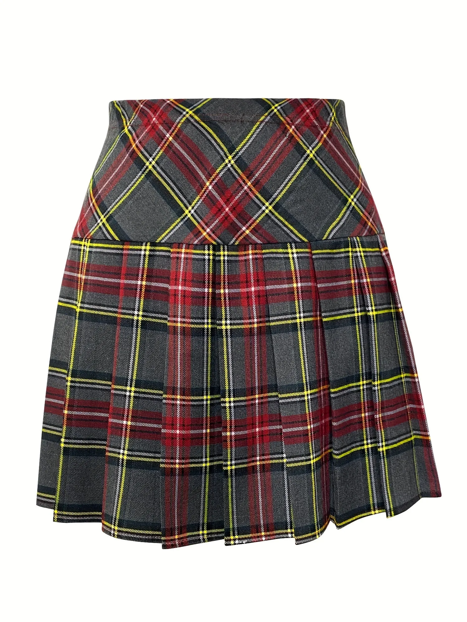 Vintage Preppy High Waist Pleated Skirt Womens Mini Fashion