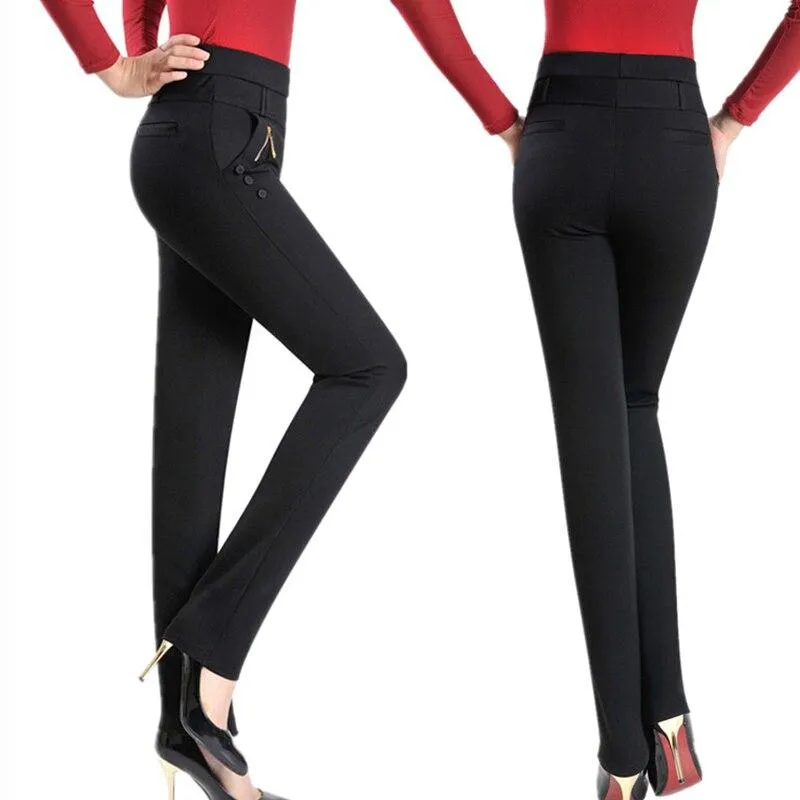 Women Long Loose High Waist Stretchy Trousers