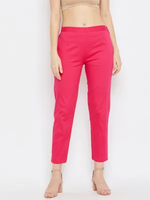 Women Magenta Regular Fit Solid Pants